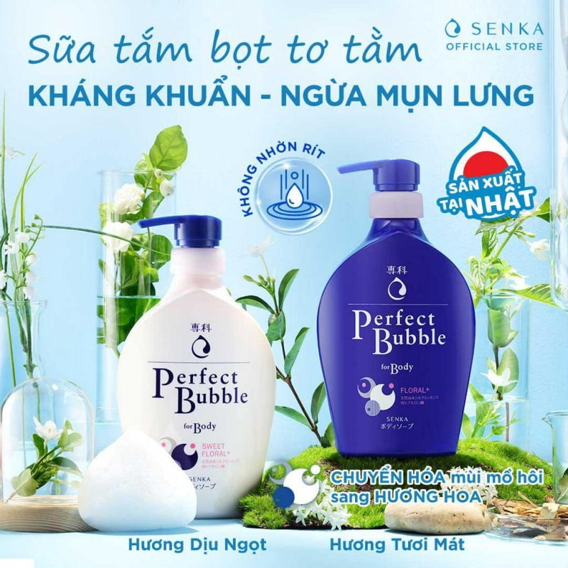 Sữa Tắm Dưỡng Ẩm Senka Perfect Bubble For Body Sweet Floral