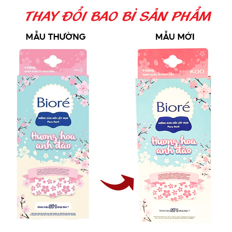 [Hộp 4 Miếng] Bioré Miếng Dán Mũi Lột Mụn Hương Hoa Anh Đào
