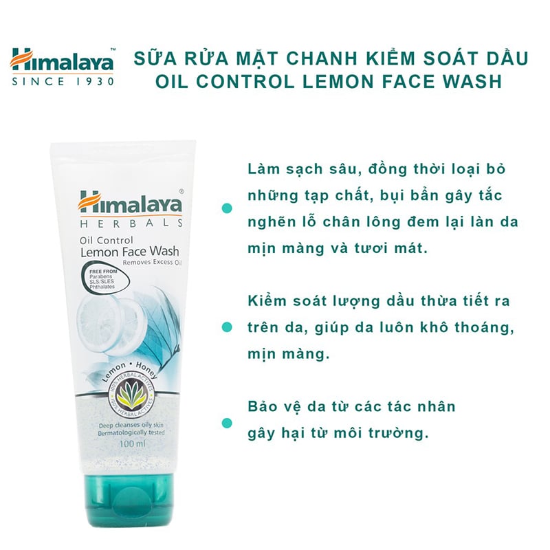 Sữa Rửa Mặt Chiết Xuất Chanh Himalaya Kiểm Soát Dầu Himalaya Oil Control Lemon Face Wash