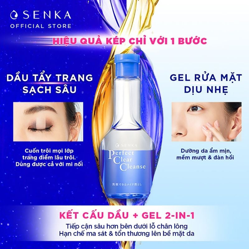 Gel Rửa Mặt Tẩy Trang 2 Trong 1 Senka Perfect Clear Cleanse 170ml