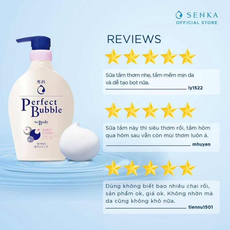 Senka Perfect Bubble For Body Sweet Floral - Mùi hương của hoa Đinh Hương và Hoa Hồng