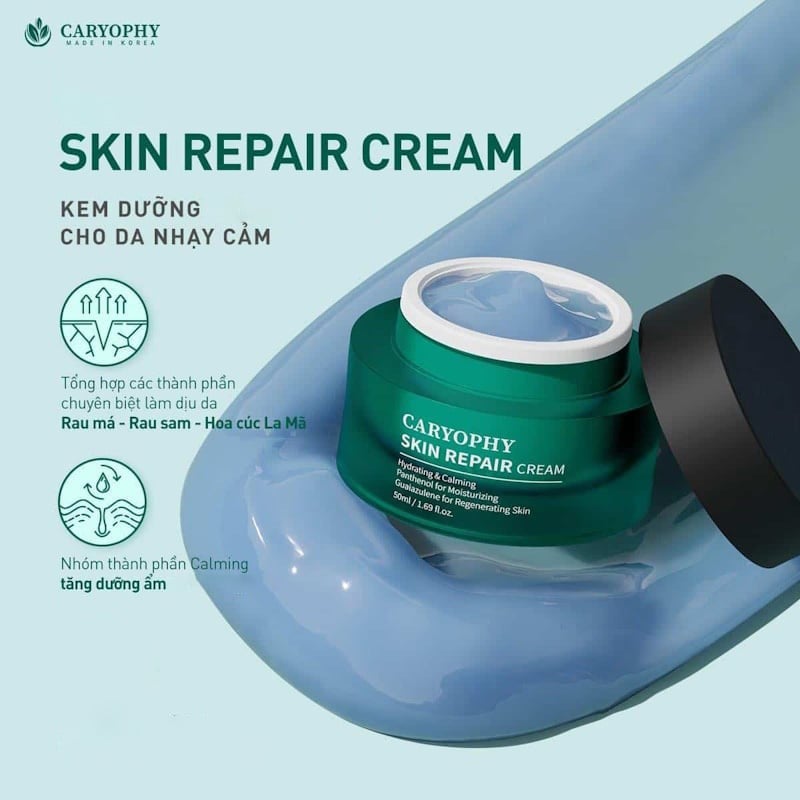 Kem Dưỡng Cấp Ẩm, Hỗ Trợ Phục Hồi Cho Da Nhạy Cảm Caryophy Skin Repair Cream 50ml