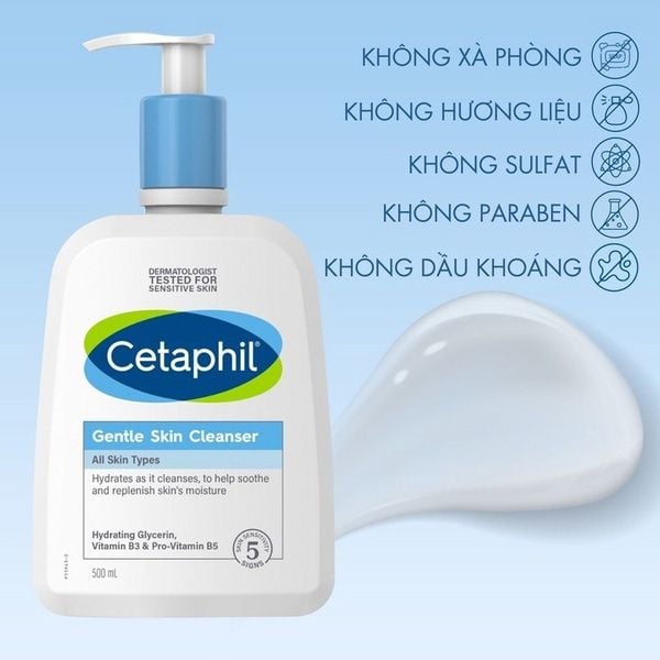 Cetaphil Gentle Skin Cleanser không chứa các chất gây kích ứng