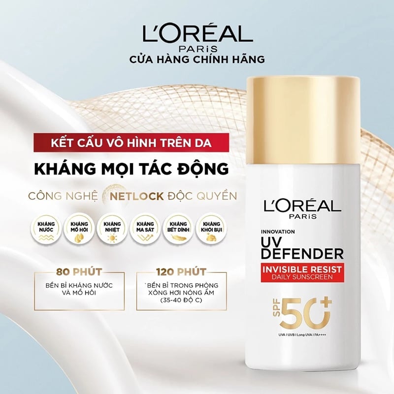 thegioiskinfood.com - Kem Chống Nắng Mịn Nhẹ, Bảo Vệ Da, Ngăn Ngừa Lão Hóa L'Oreal UV Defender Serum Protector SPF 50+/PA++++