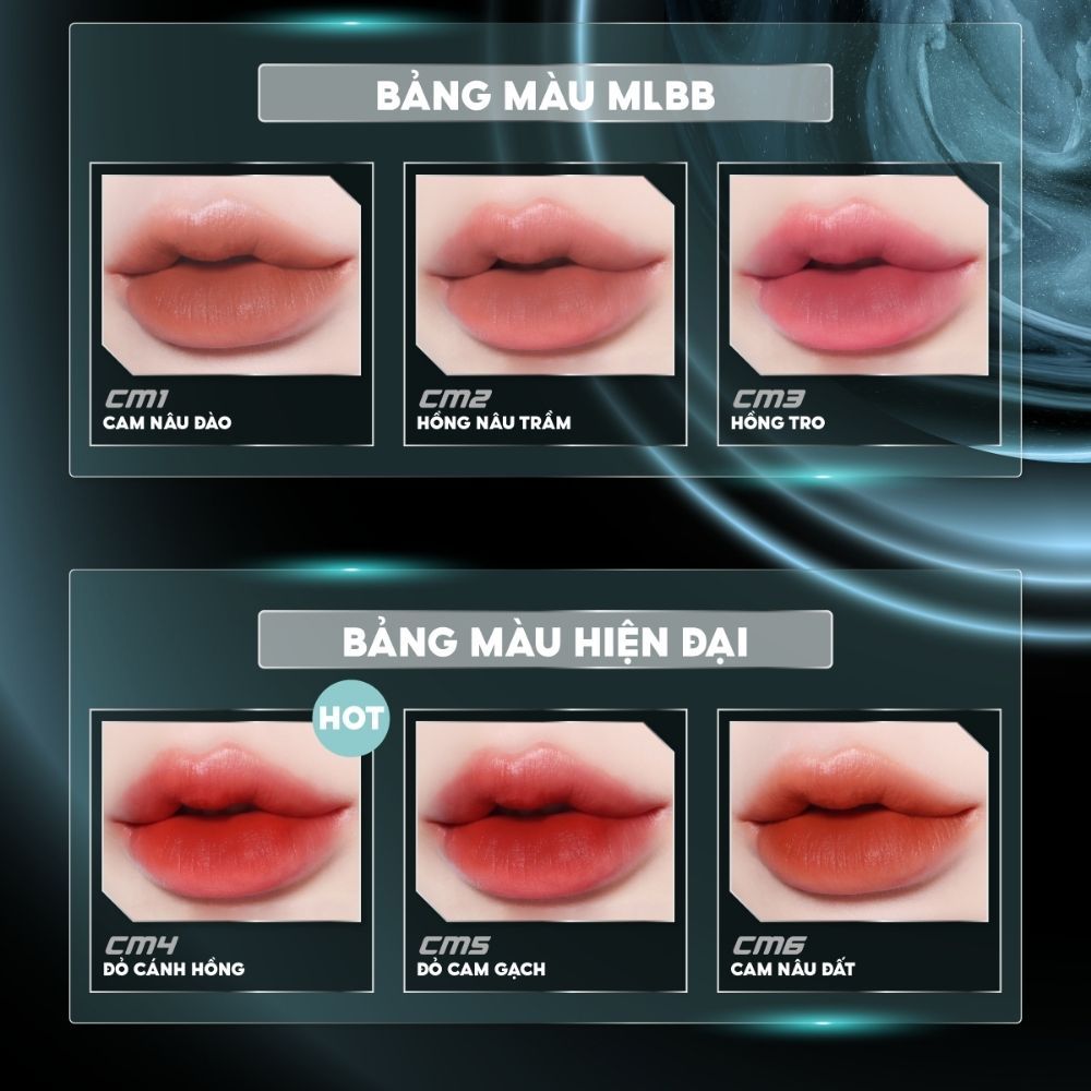 Bảng màu son kem lì Merzy Cyber Mellow Tint 2023 mới nhất