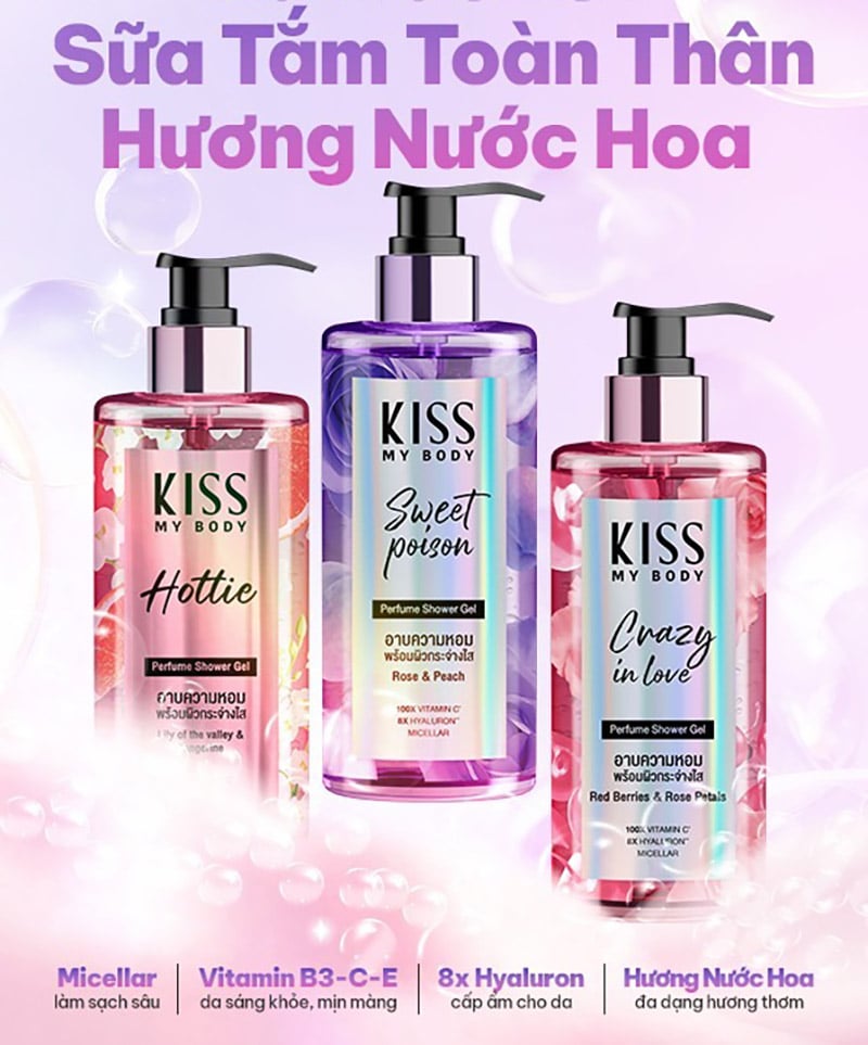 Sữa Tắm Sạch Sâu Hương Nước Hoa Kiss My Body Perfume Shower Gel 380ml