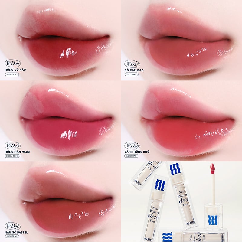 thegioiskinfood.com -Son Tint Bóng Merzy Dạng Thạch, Bền Màu, Lâu Trôi Cho Đôi Môi Căng Mọng, Ẩm Mịn The Watery Dew Tint