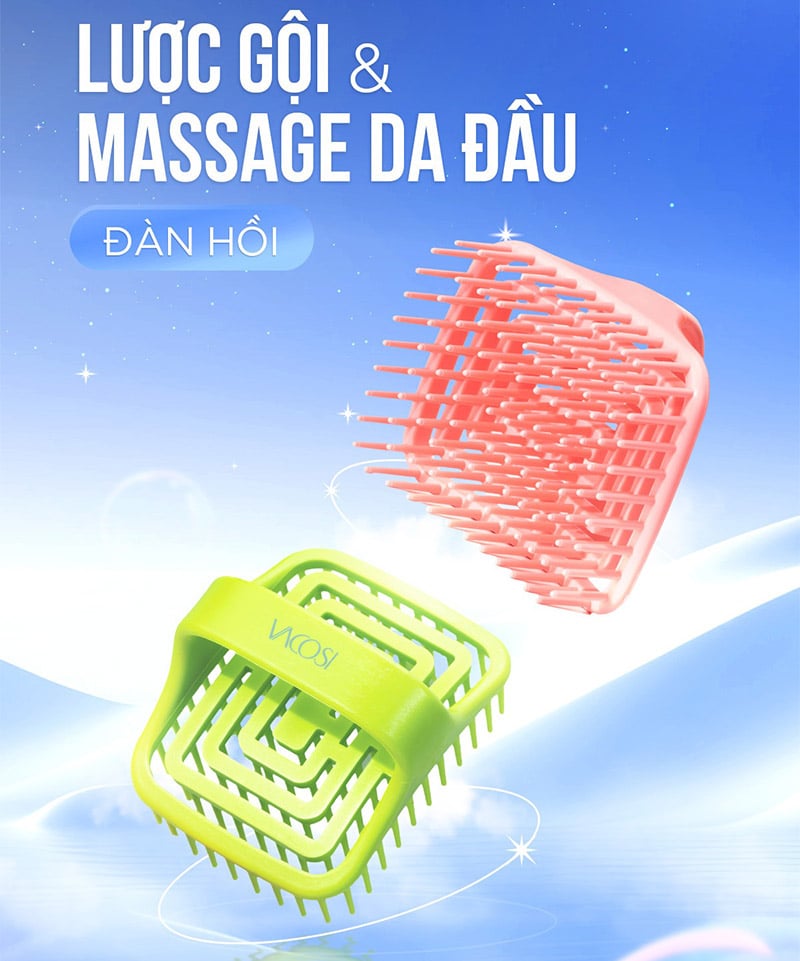 thegioiskinfood.com - Lược Gội và Massage Da Đầu Đàn Hồi Vacosi Detangling Shampoo Brush