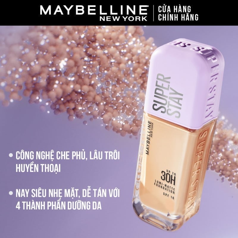 thegioiskinfood.com - (TEST) Kem Nền Bắt Sáng, Che Phủ Cao, Siêu Nhẹ Mặt Maybelline Super Stay Up To 30H Lumi Matte Foundation 35ml