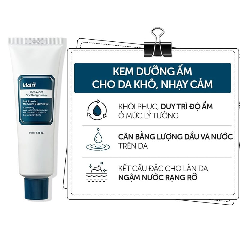 thegioiskinfood.com - Kem Dưỡng Ẩm Chuyên Sâu Klairs Rich Moist Soothing Cream 80ml