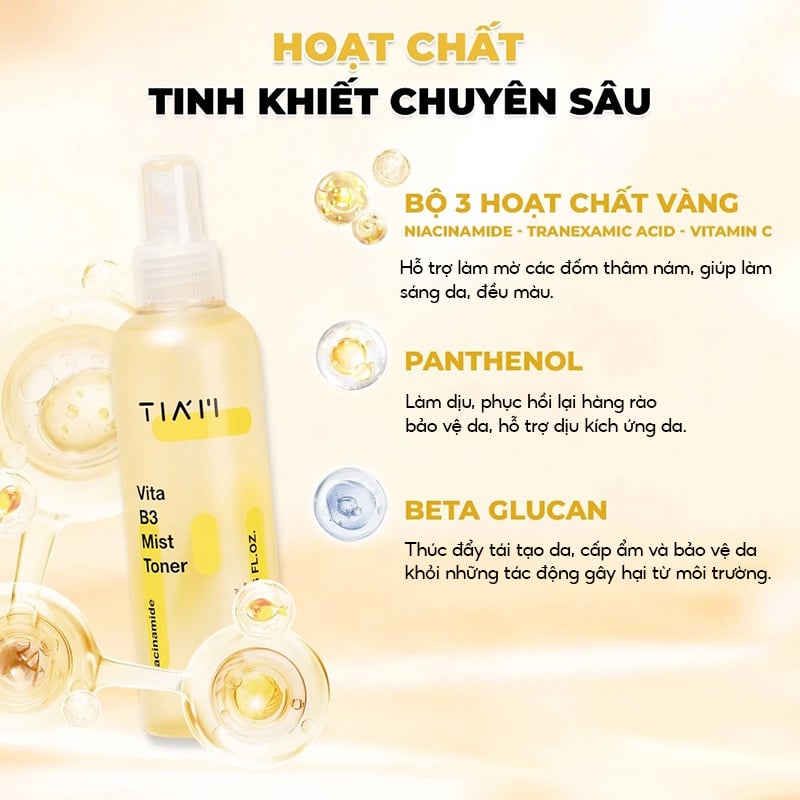 thegioiskinfood.com - Nước Hoa Hồng Dạng Xịt Hỗ Trợ Dưỡng Sáng, Căng Bóng Da Tiam Vita B3 Mist Toner 200ml