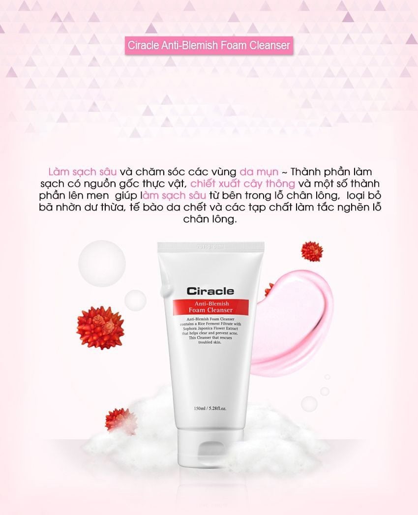 thegioiskinfood.com - Sữa Rửa Mặt Tạo Bọt Ciracle Ngăn Ngừa Mụn, Kiềm Dầu Anti-Blemish Foam Cleanser 150ml