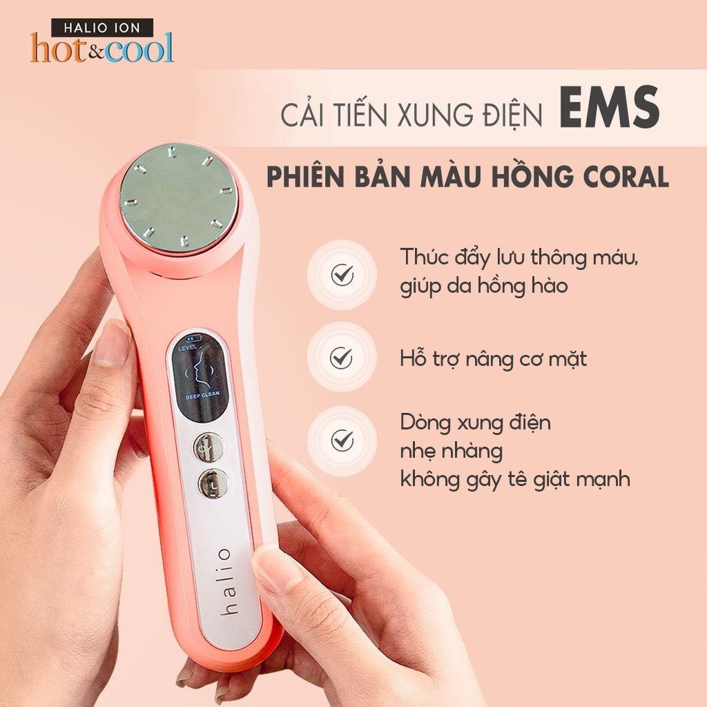 thegioiskinfood.com - Máy Đẩy Tinh Chất Halio Hỗ Trợ Dưỡng Trắng Nóng Lạnh Ion Hot & Cool Beauty Device