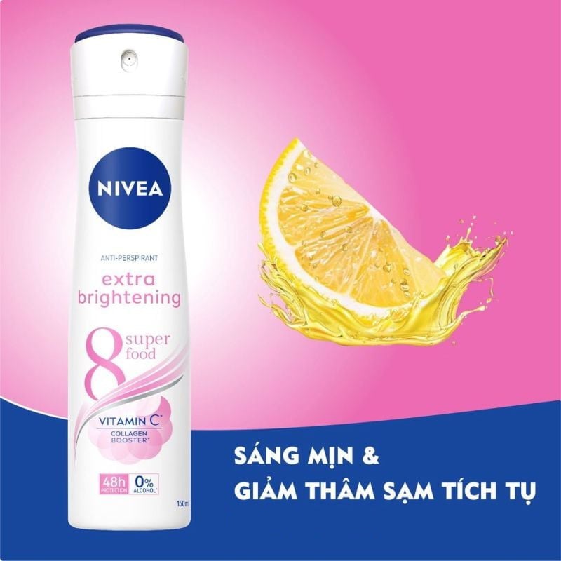 thegioiskinfood.com - Xịt Khử Mùi Nivea Sáng Mịn & Mờ Thâm Anti-Perspirant Extra Brightening Spray 150ml
