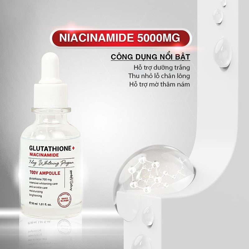 thegioiskinfood.com - Serum Angel's Liquid Hỗ Trợ Dưỡng Trắng Mờ Thâm Nám Glutathione + Niacinamide 700 V-Ampoule 30ml