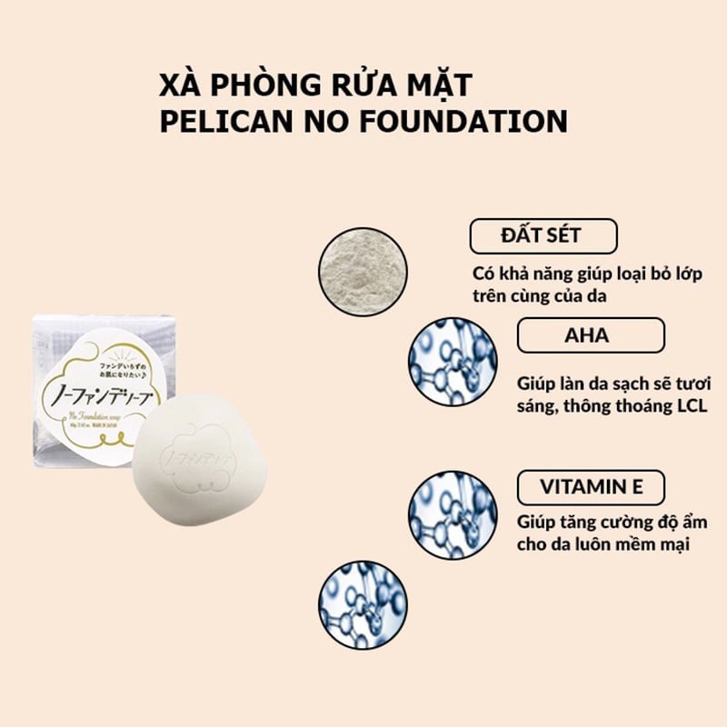 thegioiskinfood.com - Xà Phòng Rửa Mặt Pelican Sáng Mịn Da No Foundation Soap 80g