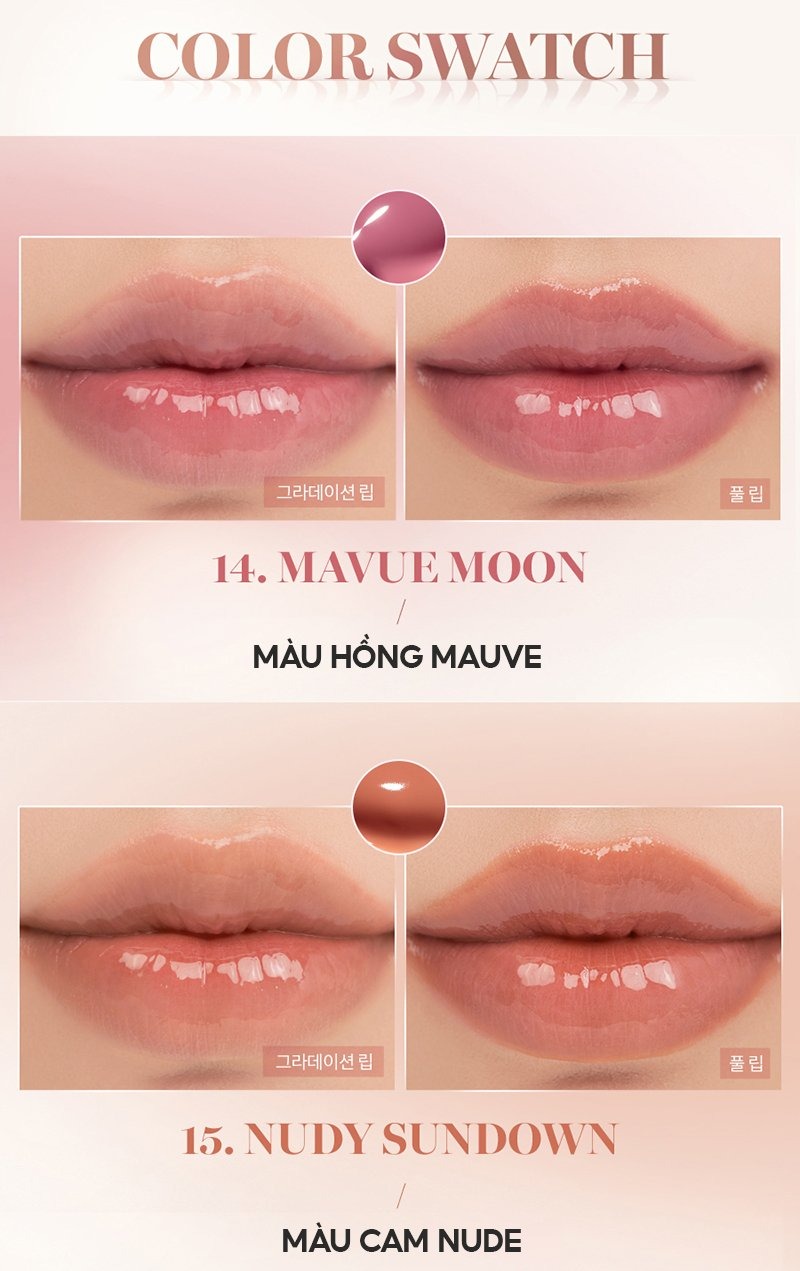 [COMBO VALENTINE ROMAND ] Combo 2 Son Tint Nước Siêu Lì, Lâu Trôi Romand Glasting Water Tint 4g