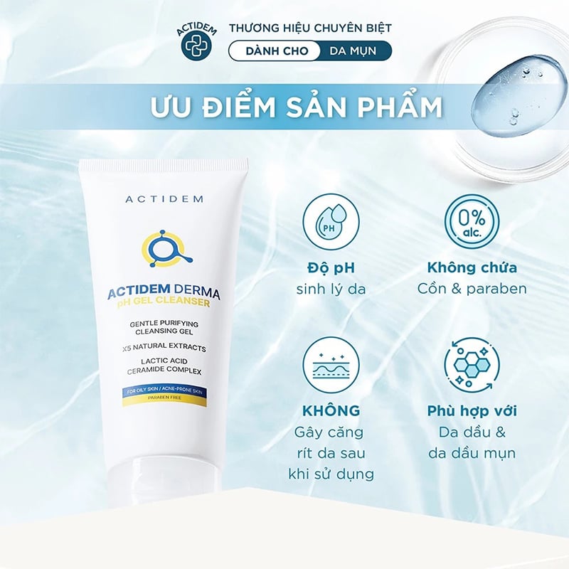 thegioiskinfood.com - Actidem Derma pH Gel Cleanser 150ml