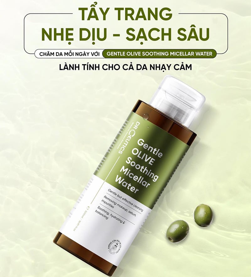 thegioiskinfood.com - Nước Tẩy Trang Drceutics Làm Dịu Da Gentle Olive Soothing Micellar Water 500ml