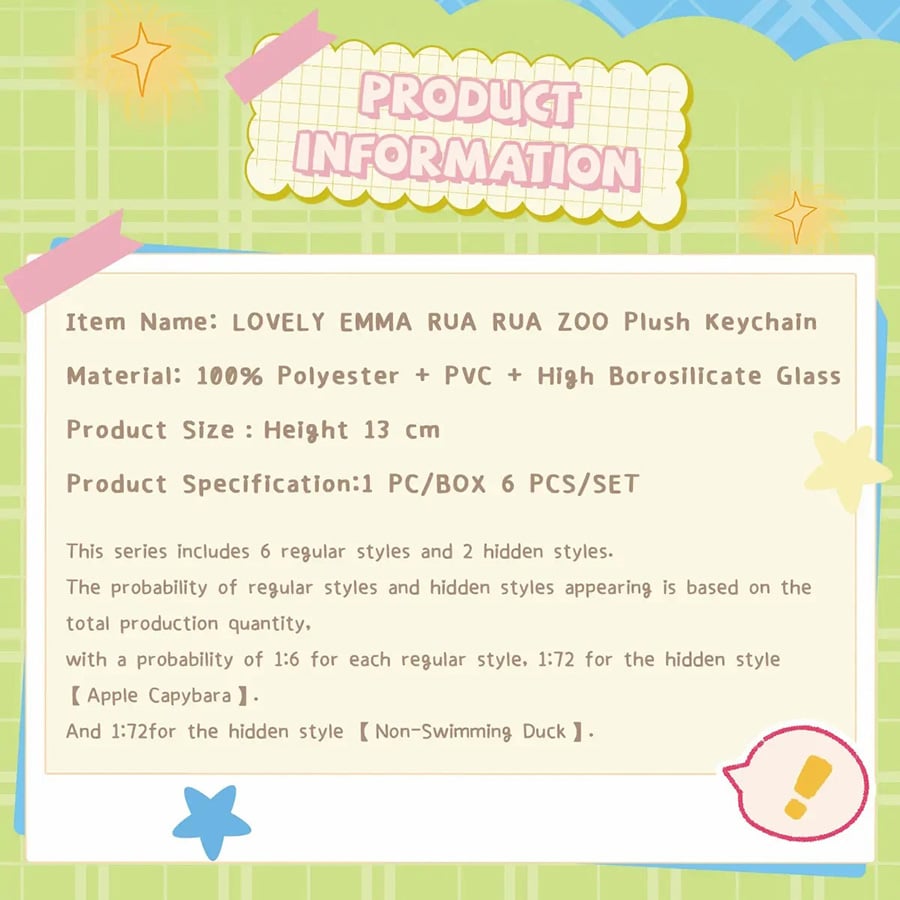 thegioiskinfood.com - Móc Khóa Gấu Bông Lucky Emma RUA RUA ZOO Vinyl Face Plush Keychain Blind Box - MJ-000085