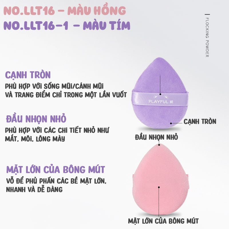 thegioiskinfood.com -  Set 2 Bông Mút Trang Điểm, Phủ Phấn LMLTOP NO.LLT16