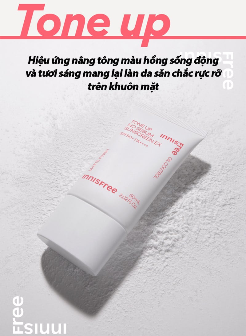 Kem Chống Nắng Nâng Tone, Kiềm Dầu Innisfree Tone Up No Sebum Sunscreen Ex SPF50/PA++++ 60ml