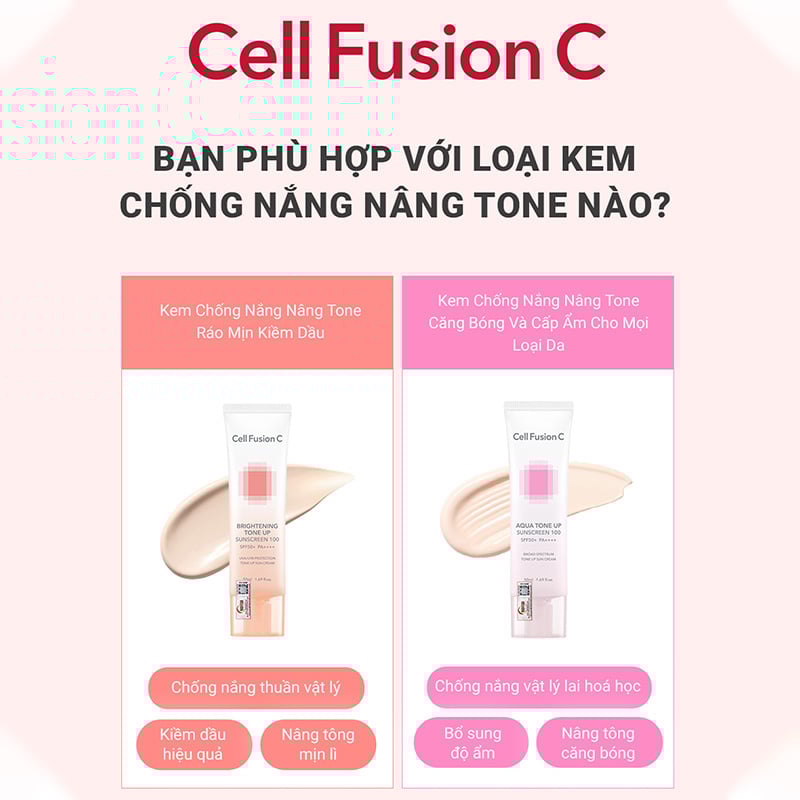 thegioiskinfood.com - Kem Chống Nắng Cell Fusion C Nâng Tông Ráo Mịn Kiềm Dầu Brightening Tone Up Sunscreen 100 Spf50+ Pa ++++ 50ml