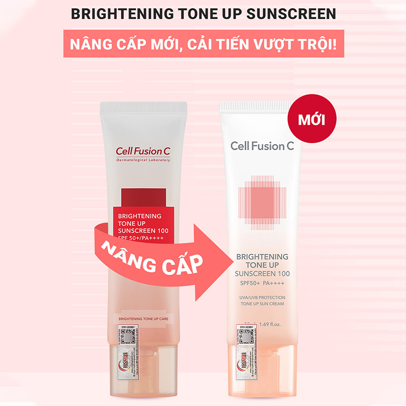 thegioiskinfood.com - Kem Chống Nắng Cell Fusion C Nâng Tông Ráo Mịn Kiềm Dầu Brightening Tone Up Sunscreen 100 Spf50+ Pa ++++ 50ml
