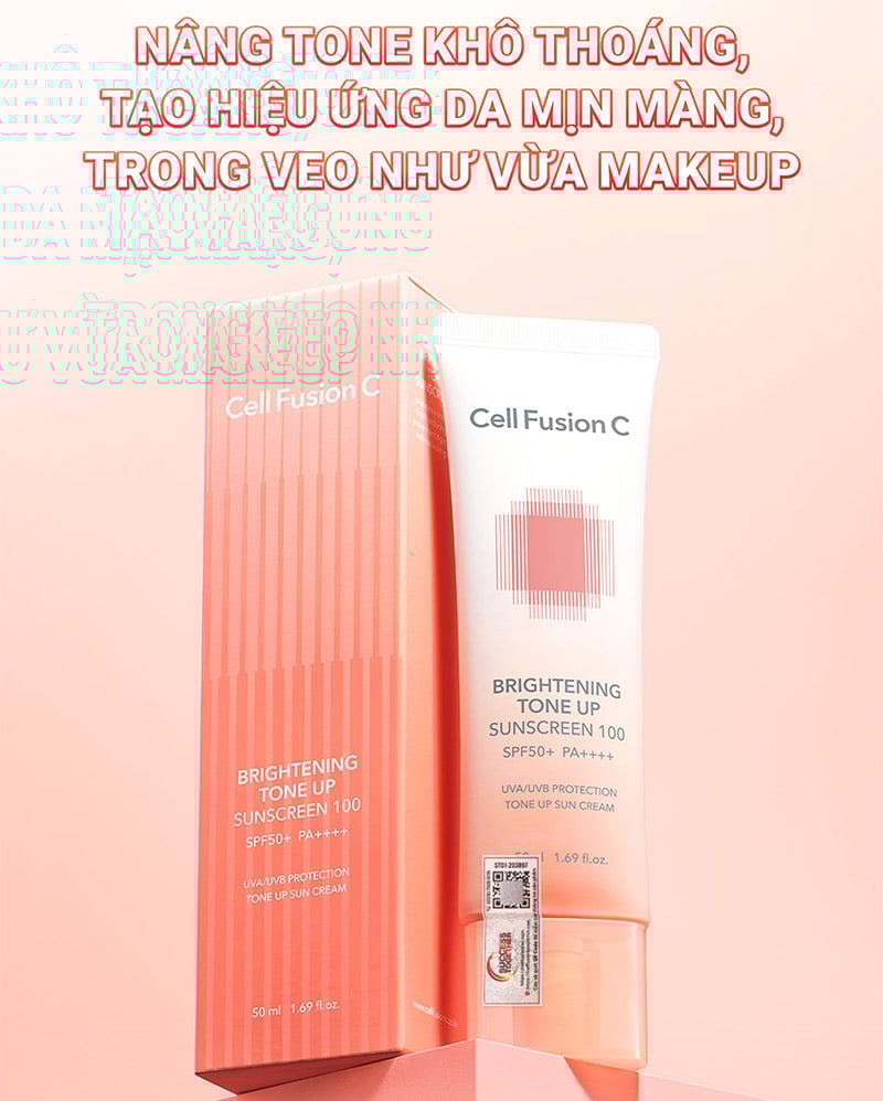 thegioiskinfood.com - Kem Chống Nắng Cell Fusion C Nâng Tông Ráo Mịn Kiềm Dầu Brightening Tone Up Sunscreen 100 Spf50+ Pa ++++ 50ml