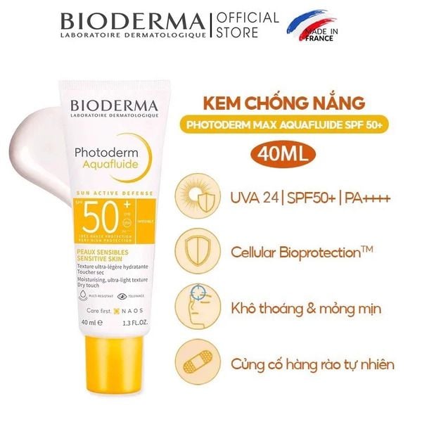 Kem chống nắng Bioderma Photoderm Max Aquafluide SPF50+/PA++++