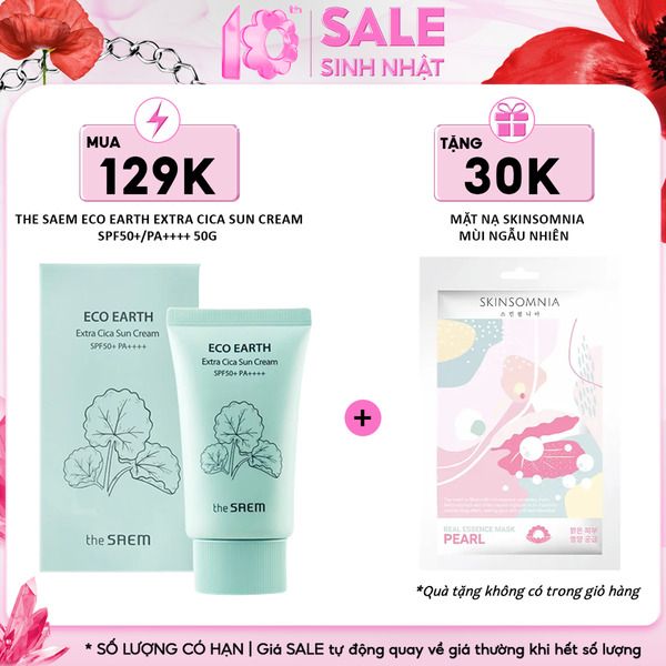 Kem chống nắng The Saem Eco Earth Extra Cica Sun Cream SPF50+/PA++++
