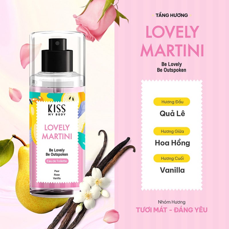 Xịt Thơm Toàn Thân Hương Nước Hoa Kiss My Body Perfume Mist - Lovely Martini