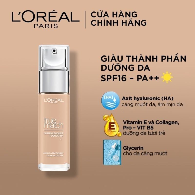 Kem Nền Mịn Nhẹ Cho Lớp Nền Hoàn Hảo, Lâu Trôi L'Oreal True Match Super-Blendable Foundation SPF16/PA++ 30ml