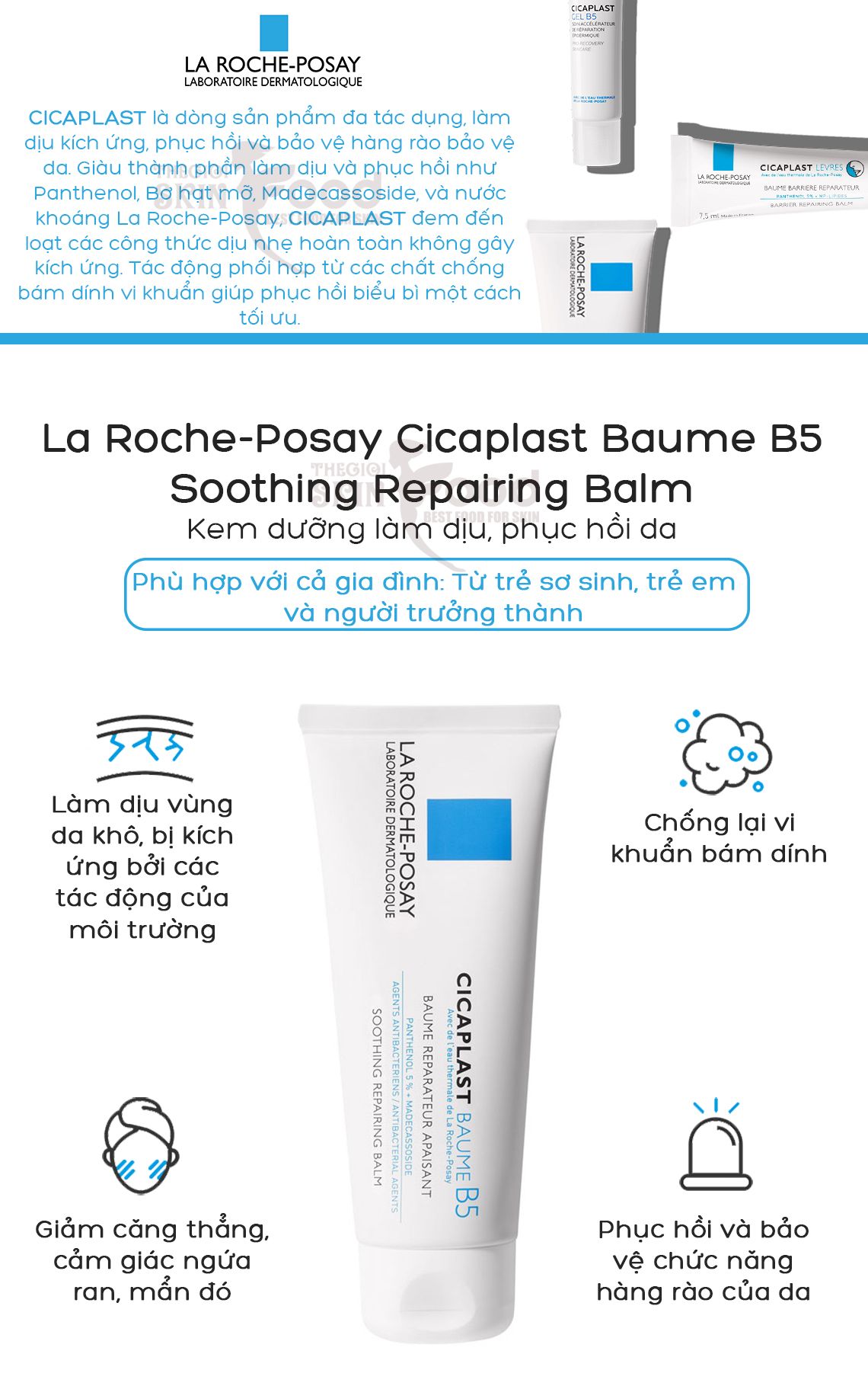 Kem Dưỡng Làm Dịu Và Phục Hồi Da La Roche-Posay Cicaplast Baume B5 40ml | An Beauty Shop