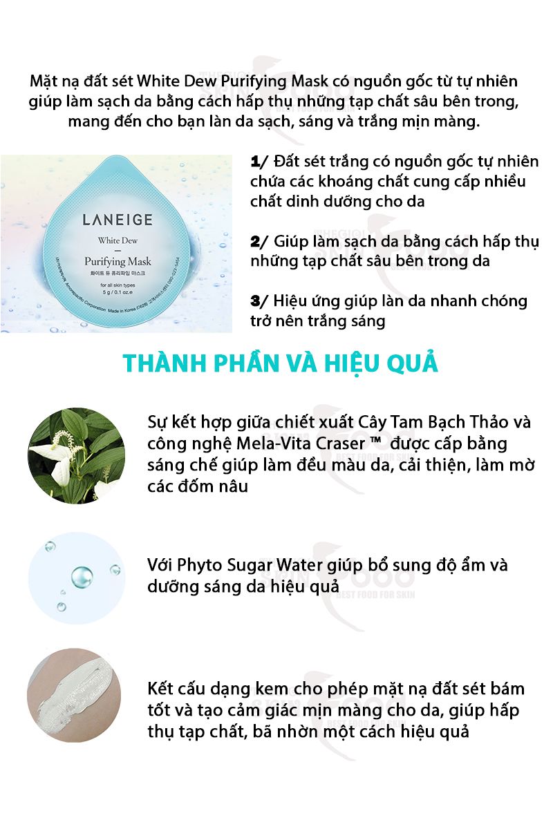 [Viên 5g] Mặt Nạ Đất Sét Dưỡng Trắng Da Laneige White Dew Purifying Mask