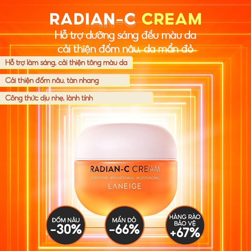 Kem Dưỡng Ẩm, Dưỡng Trắng Da Mờ Thâm Nám Laneige Radian-C Cream