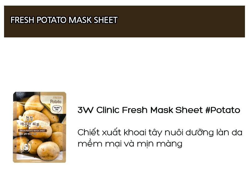 Mặt Nạ Dưỡng Da Chiết Xuất Thiên Nhiên 3W Clinic Fresh Mask Sheet 23ml - THẾ GIỚI SKINFOOD