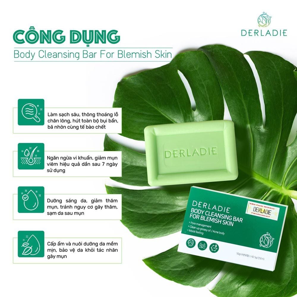 Xà Phòng Giảm Mụn Cơ Thể Derladie Body Cleansing Bar For Blemish Skin – THẾ  GIỚI SKINFOOD