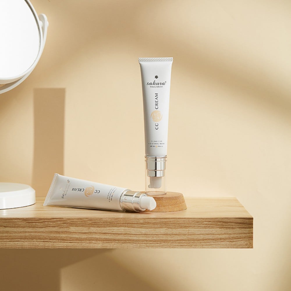 34.11 - thegioiskinfood.com - Kem chống nắng trang điểm Sakura Cc Cream Flawless Control Base SPF50+ PA++++