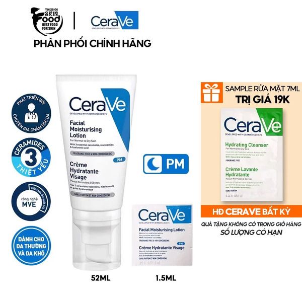 Kem dưỡng ẩm Cerave Developed With Dermatologists Facial Moisturising Lotion