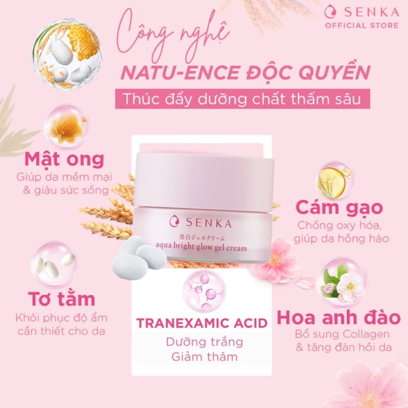 Kem Dưỡng Trắng Da, Giảm Thâm Nám Ban Đêm Senka White Beauty Glow Gel Cream