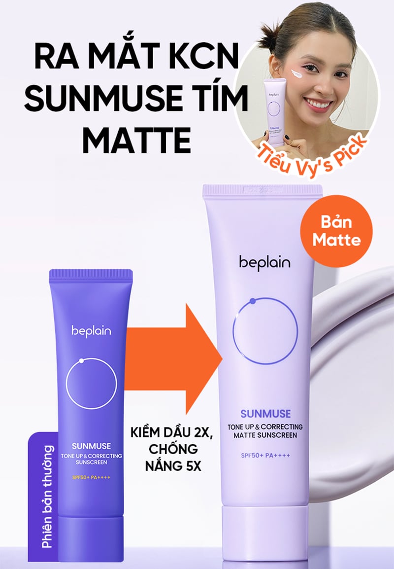 Kem Chống Nắng Thuần Chay Nâng Tone, Kiềm Dầu, Dưỡng Ẩm Beplain Sunmuse Sunscreen SPF50+/PA+++ 50ml