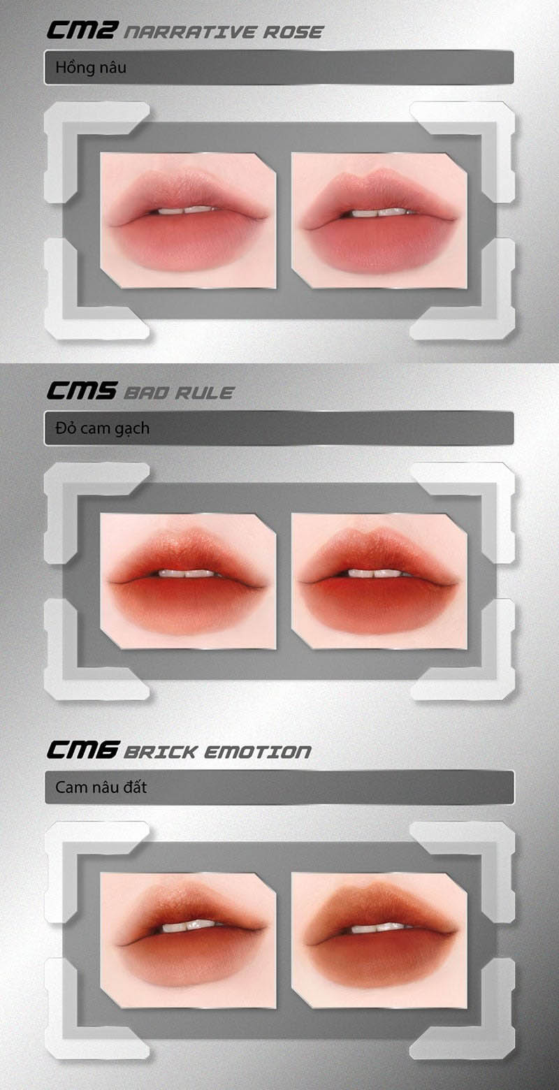 Combo 2 Son Kem Lì, Mịn Mượt Nhẹ Môi, Bền Màu Merzy Cyber Mellow Tint 4g