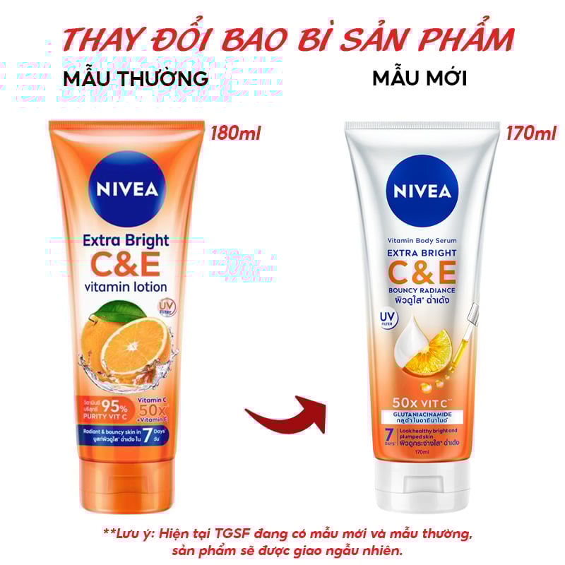 thegioiskinfood.com - Sữa Dưỡng Thể Nivea Giúp Da Căng Mượt, Hỗ Trợ Trắng Da Extra Bright Vitamin Lotion C&E