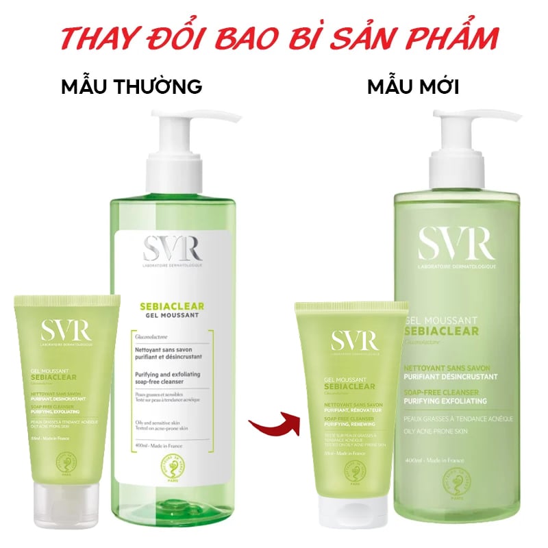 Sữa Rửa Mặt Dạng Gel Không Chứa Xà Phòng Dành Cho Da Dầu SVR Sebiaclear Gel Moussant