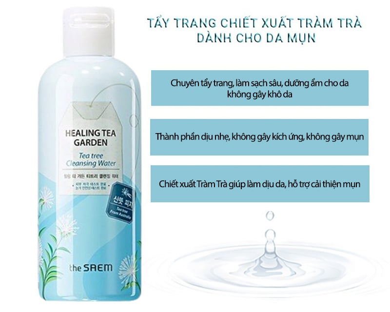 Nước Tẩy Trang Chiết Xuất Từ Các Loại Lá Trà The Saem Healing Tea Garden Cleansing Water 300ml