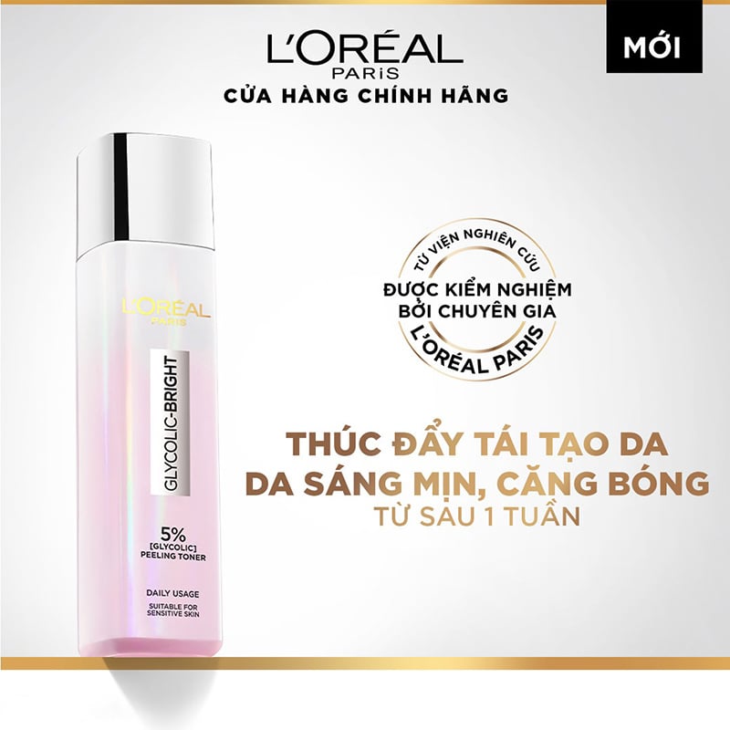 thegioiskinfood.com - Nước Dưỡng Hỗ Trợ Làm Sáng Da L'oreal Glycolic - Bright Glowing Peeling Toner 128ml