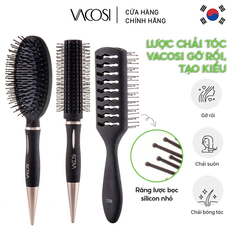 Lược Chải Tóc Gỡ Rối, Tạo Kiểu Và Phồng Tóc Vacosi For All Hair Types Styling Hairbrush