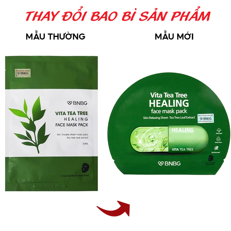 Mặt Nạ Miếng Thải Độc Da, Giảm Mụn Chiết Xuất Tràm Trà BNBG Vita Tea Tree Healing Face Mask Pack 30ml