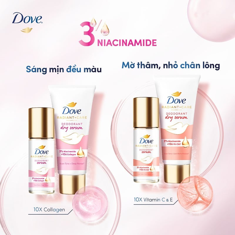 Lăn Khử Mùi Tinh Chất Serum Sáng Da, Mờ Thâm DOVE NIA 45ml